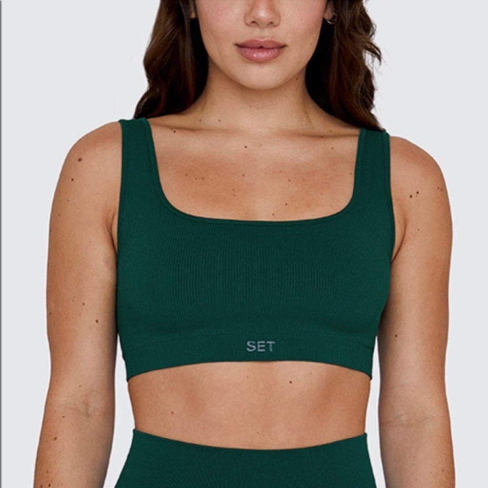 Set Active SculptFlex Box Cut Bra Dark Green